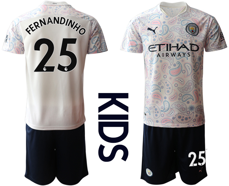 Youth 2020-2021 club Manchester City away white #25 Soccer Jerseys